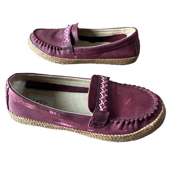 UGG Kaelee Women’s Red Leather Moccasin Loafers, Size 5 - Picture 3 of 8